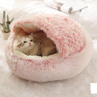 2-in-1 Round Plush Bed: Warm, Cozy Haven for Cats and Dogs - Shawzilla