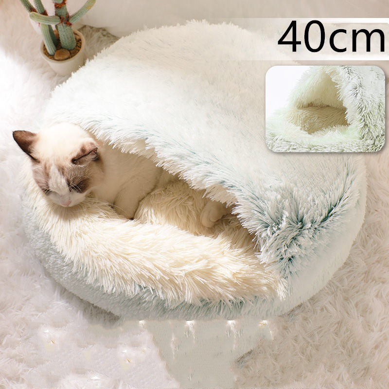 2-in-1 Round Plush Bed: Warm, Cozy Haven for Cats and Dogs - Shawzilla