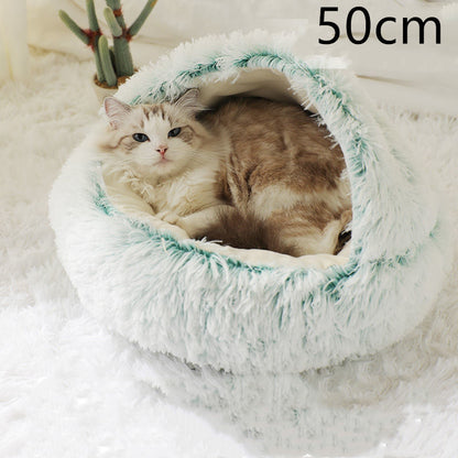 2-in-1 Round Plush Bed: Warm, Cozy Haven for Cats and Dogs - Shawzilla