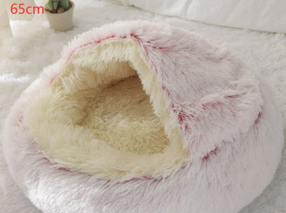 2-in-1 Round Plush Bed: Warm, Cozy Haven for Cats and Dogs - Shawzilla