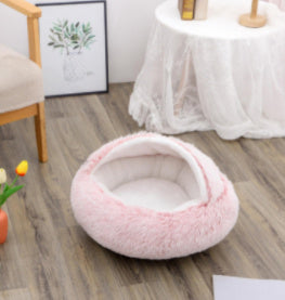 2-in-1 Round Plush Bed: Warm, Cozy Haven for Cats and Dogs - Shawzilla