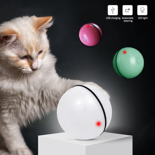 LED Laser Rolling Cat Toy Ball: Fun, Interactive Pet Play! - Shawzilla