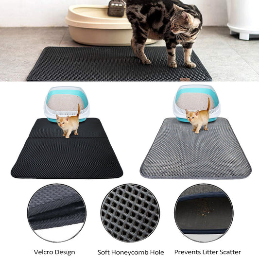 Dual-Layer Cat Bed & Litter Mat: Traps Mess, Maximizes Comfort - Shawzilla